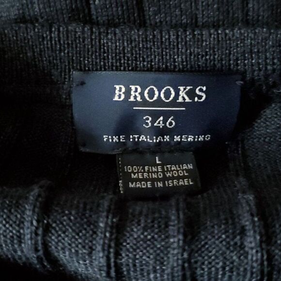 Brooks Brothers 346 Ribbed Fine Merino Wool Sweater L Light Weight Blue - Picture 4 of 5